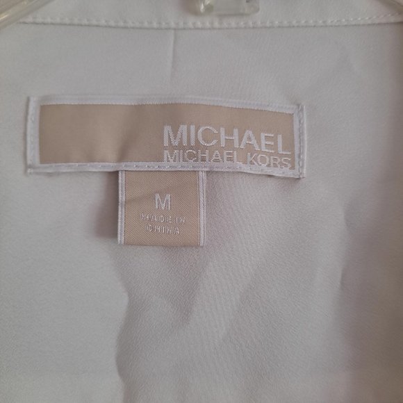 Michael Michael Kors Cream Gold Chain High Low Long Sleeve Blouse - Picture 6 of 10